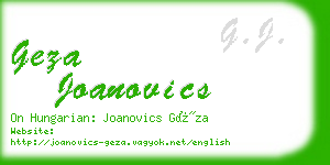 geza joanovics business card